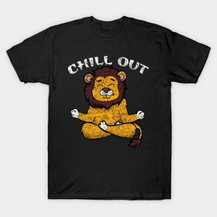 Meditation lion yoga chill out cartoon T-Shirt